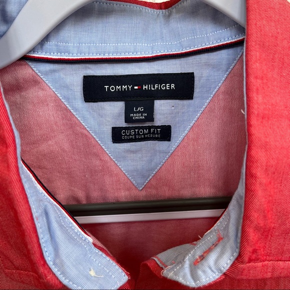 Tommy Hilfiger Red Custom Fit Button-Up Shirt Men’s Size Large - Picture 4 of 7